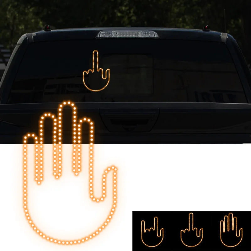 Funny New LED Illuminated Gesture Light Car Finger Light With Remote Road Rage Signs Middle Finger Gesture Light Hand Lamp Trento store