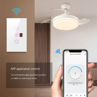 Smart AmericanEuropean Standard Fan Light Switch Mobile Phone Voice Control Speed Control Fan Light Switch Trento store