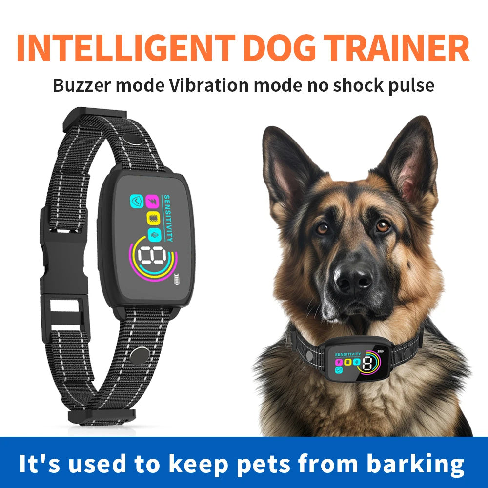 Smart Automatic Anti Barking Dog Collar Rechargeable Bark Stopper Stop Barking HD Digital Display IP67 Waterproof Collar For Dogs Pet Products Trento store