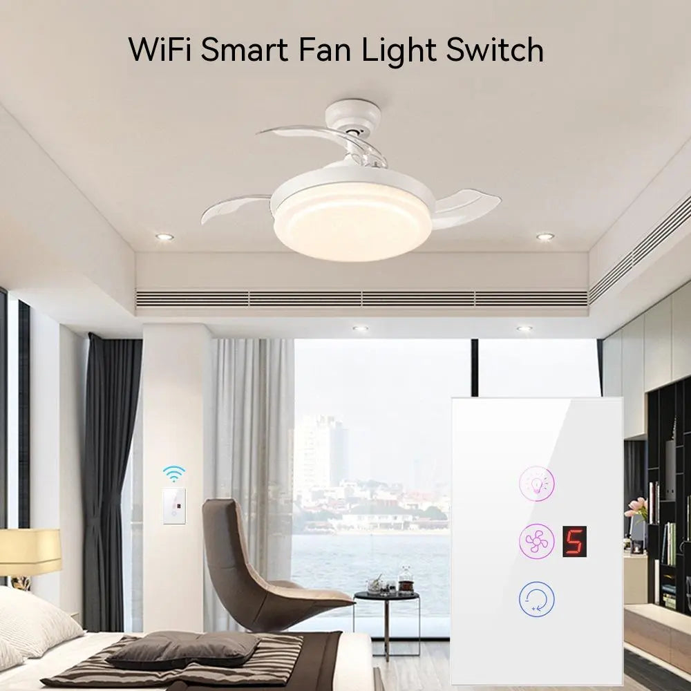 Smart AmericanEuropean Standard Fan Light Switch Mobile Phone Voice Control Speed Control Fan Light Switch Trento store