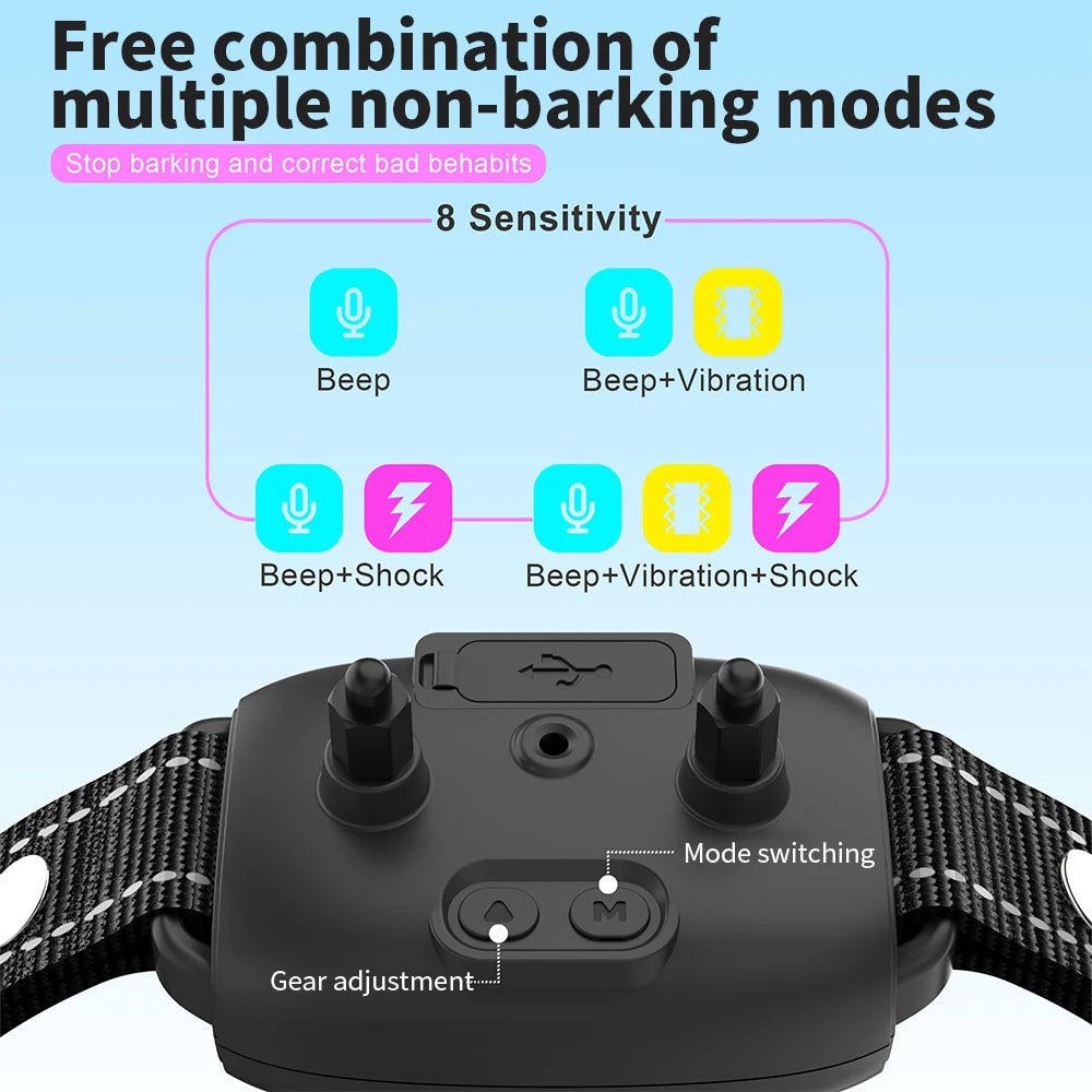 Smart Automatic Anti Barking Dog Collar Rechargeable Bark Stopper Stop Barking HD Digital Display IP67 Waterproof Collar For Dogs Pet Products Trento store