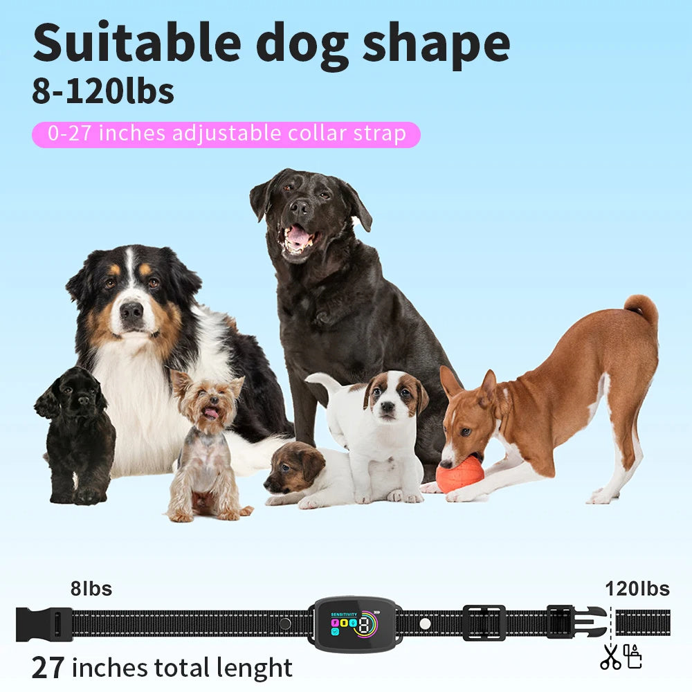 Smart Automatic Anti Barking Dog Collar Rechargeable Bark Stopper Stop Barking HD Digital Display IP67 Waterproof Collar For Dogs Pet Products Trento store