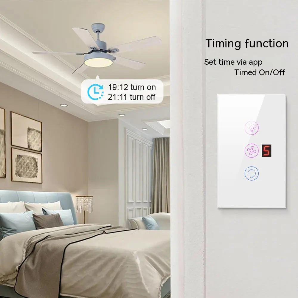 Smart AmericanEuropean Standard Fan Light Switch Mobile Phone Voice Control Speed Control Fan Light Switch Trento store