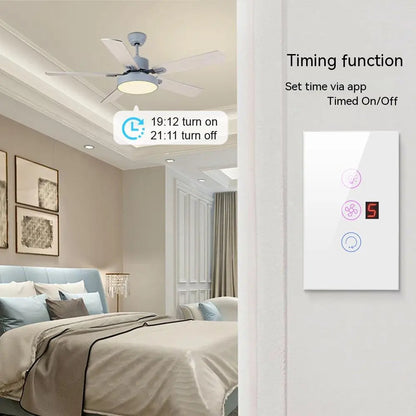 Smart AmericanEuropean Standard Fan Light Switch Mobile Phone Voice Control Speed Control Fan Light Switch Trento store