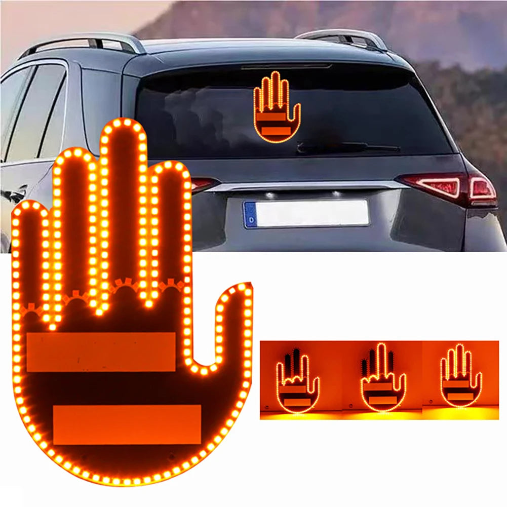 Funny New LED Illuminated Gesture Light Car Finger Light With Remote Road Rage Signs Middle Finger Gesture Light Hand Lamp Trento store